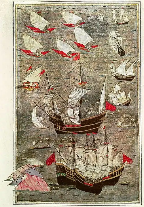 Flotte ottomane dans l'océan Indien, anonyme, XVIe siècle.