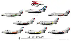 Dassault MD-450 Ouragan aux couleurs « Armée de l'air » française.