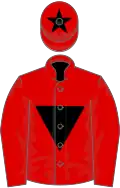 Red, black inverted triangle, black star on cap