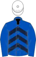 Chevronnée bleue roy et gros bleu, toque blanche