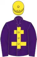 PURPLE, yellow cross of lorraine, yellow cap