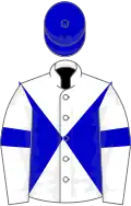 White, blue diabolo, armlets and cap