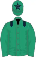 Green, dark blue epaulettes, green sleeves, green cap, dark blue star