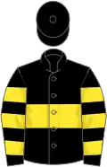 Black, yellow hoop, hooped sleeves