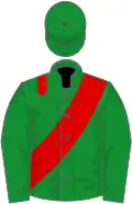 GREEN, red epaulettes, green cap