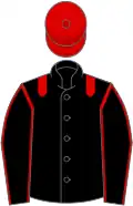 Black, red epaulets and seams on sleeves, red cap
