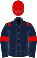 Dark blue, red epaulettes, red armlet, red cap