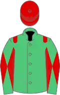 Emerald green, red epaulets, diabolo on sleeves, red cap