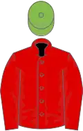 Red, light green cap