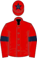 Red, Dark Blue armlets and star on cap