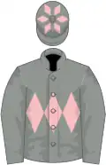 Grey, pink diamond hoop,diamonds on cap