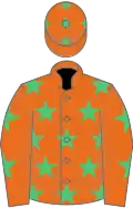 Orange, emerald green stars