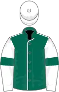 DARK GREEN, white seams, white sleeves, dark green armlet, white cap