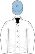 white, light blue cap