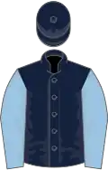 Dark blue, light blue sleeves