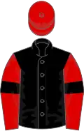 Noire manches et toque rouges, brassards noirs