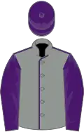Grey, purple seams, sleeves and cap