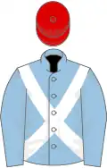 Bleu clair, Croix de Saint-André blanche, toque rouge