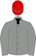 Grey, red cap