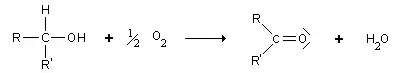 Équation-bilan de l'oxydation d'un alcool secondaire en cétone par le dioxygène.