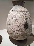 Jarre de célébration funéraire. Jōmon Récent, v. 2&nbsp;500-1&nbsp;500. Cercles de pierres d'Oyu, musée, (Préfecture d'Akita). Nord Honshū