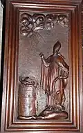 Saint Front face à un dragon de la tour de Vésone (panneau du retable de l'église Saint-Étienne-de-la-Cité).