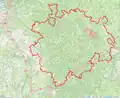 Périmètre du PNR de Millevaches en Limousin, bordant une grande partie du sud du département