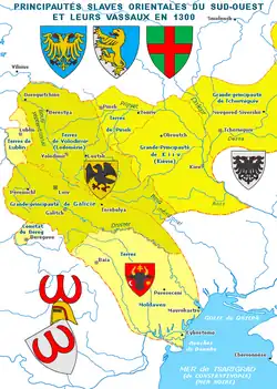 Principautés slaves orientales du Sud-Ouest et leurs vassaux en 1300