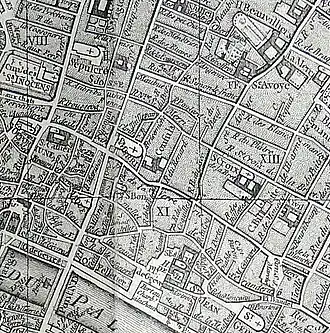 Les pourtours de l'église Saint-Merri sur le plan de Vaugondy (1760).