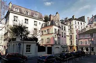 Vue du no&nbsp;4, situé sur le coin à gauche, demeure de l'architecte Victor Baltard au XIXe&nbsp;siècle.