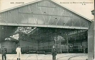 Le dépôt de Pantin de la compagnie des tramways de l'Est parisien, dans les années 1920
