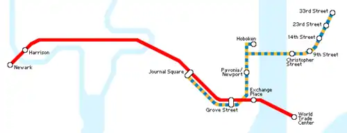 Plan du PATH (nuit, week-end et jours fériés).