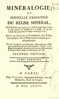 Page de garde du livre Minéralogie ou nouvelle exposition du regne minéral (1/3)