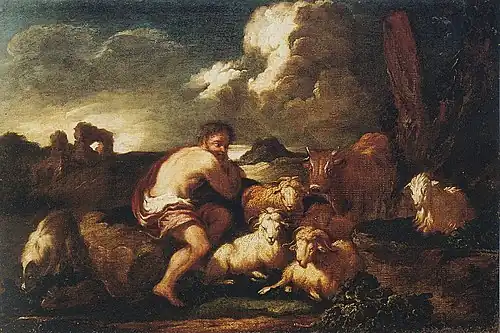 Paysage avec berger et animaux
