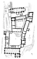 Le plan du palais des papes avec Notre-Dame des Doms.