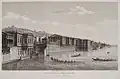 Gravure (par Melling ) du palais du sultan Hadice sur le Bosphore, Istanbul (XVIIIe siècle)