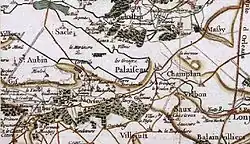 Carte du XVIIe siècle représentant la région de Palaiseau.