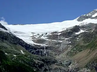 Vue du glacier en août 2009 depuis Alp Prüm.