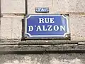 Panneau de la rue d'Alzon