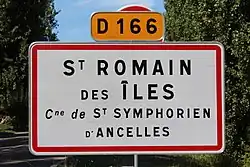 Panneau EB10 avec indication de la commune.
