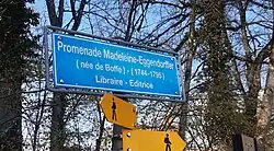 Panneau indiquant la Promenade Madeleine-Eggendorffer, à Bourguillon (2021)