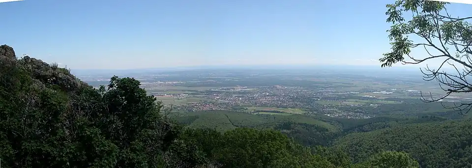 Vue de Cernay et de la plaine d'Alsace.