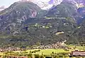 Le territoire de Pollein. Sur la droite la Cogne.