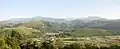 Paysage de la Baronnie des Angles depuis Bourréac, avec le chateau au centre de la photo.