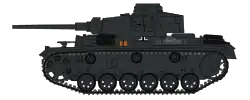 A titre de comparaison, profil d'un Panzer III L doté du canon long (lang) KwK 39 de 60 calibres.