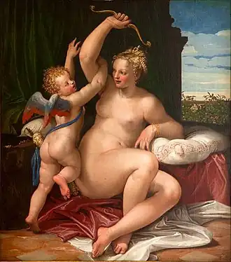 Paul Véronèse, Vénus désarmant Cupidon, 1550-1555.