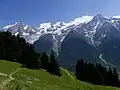 Le massif du Mont-Blanc depuis le parc.