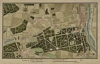 Plan du parc de Saint-Cloud au début du XVIIIe&nbsp;siècle.
