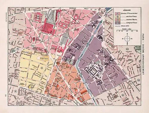 Les quartiers du 10e arrondissement en 1900 d'après l′Atlas de Fernand Bournon.