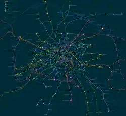 Un plan respectant géographiquement la position des stations et des lignes.